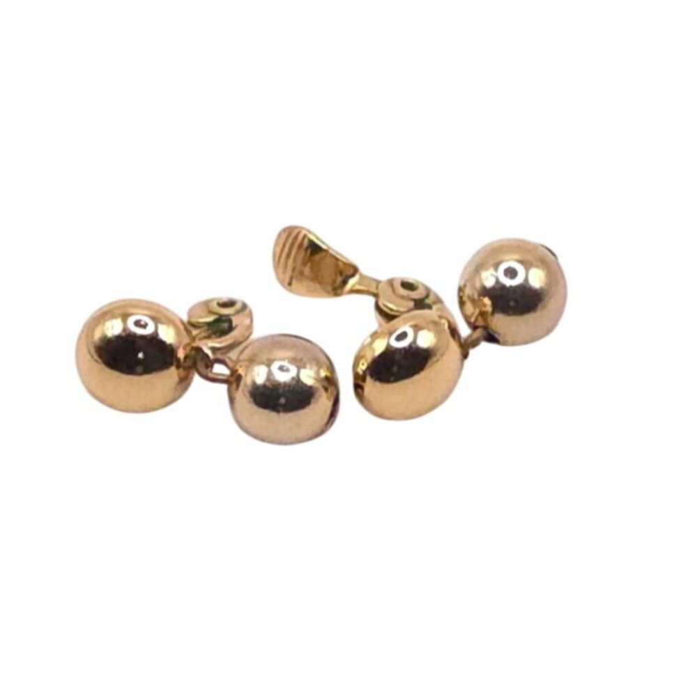 Vintage Monet Gold-Tone Double Ball Clip-On Earrings - Picture 5 of 5